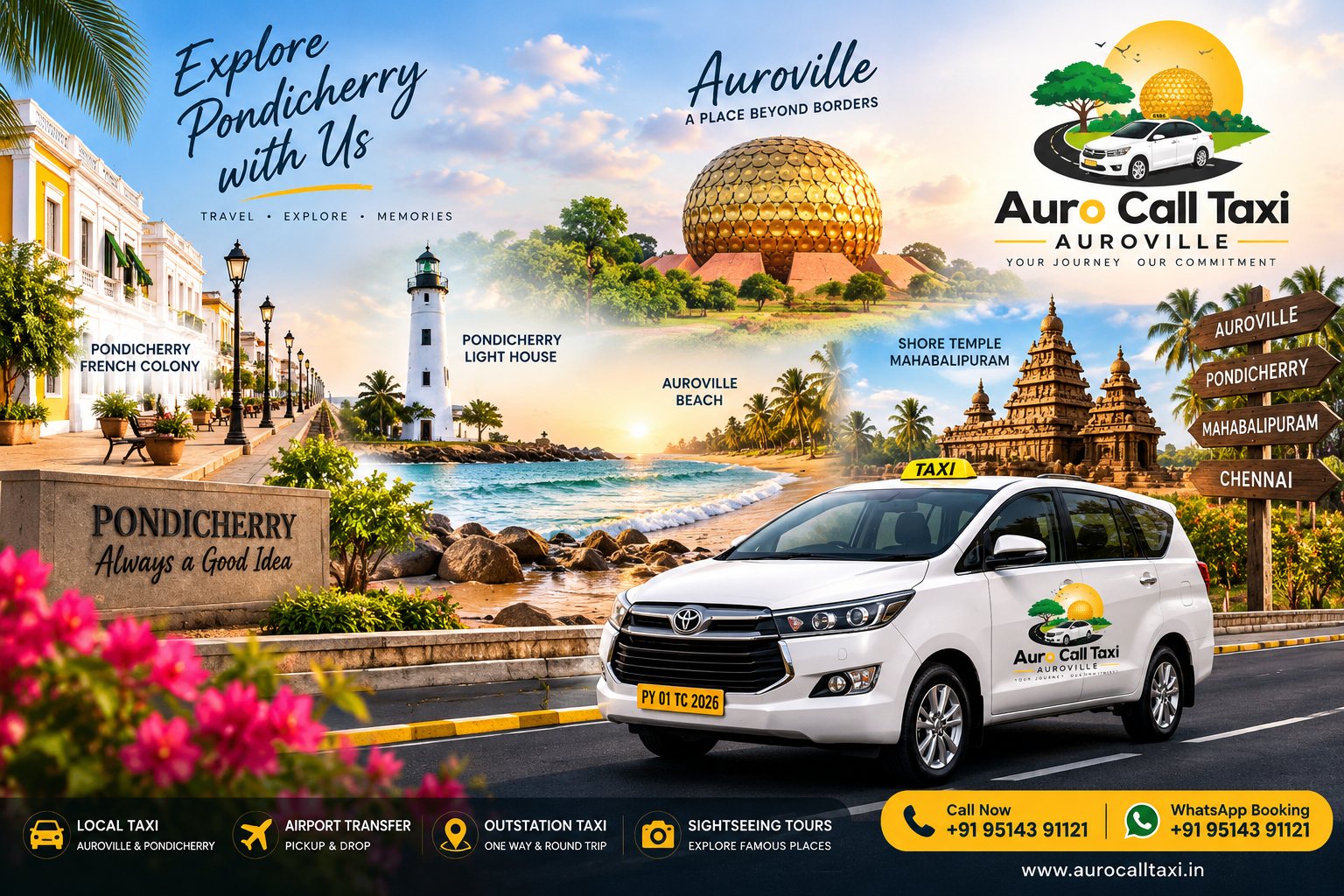 Auro Call Taxi Auroville - Taxi Service in Auroville and Pondicherry
